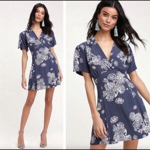 Floral Navy Wrap Dress